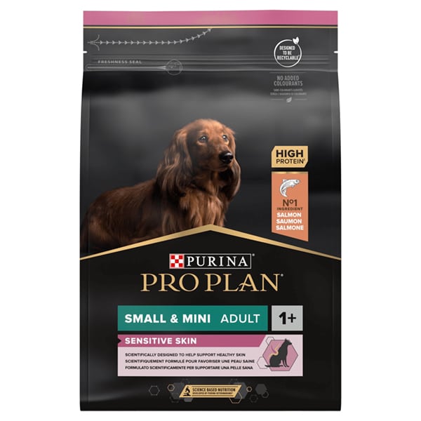 Hrana uscata pentru caini, Purina PRO PLAN SENSITIVE SKIN Adult, bogat în somon, talie mică și foarte mică, 700 gr