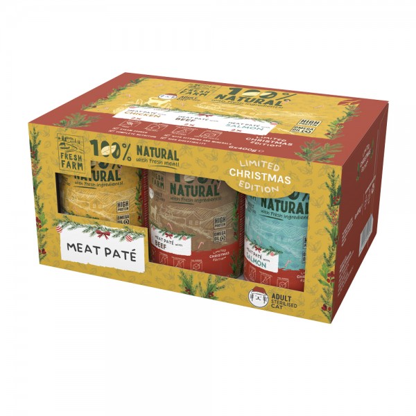Set 6 buc, Fresh Farm Christmas Cat Can Mix 6 X 400 gr. Meat Pate Set 6 buc, Fresh Farm Christmas Cat Can Mix 6 X 400 gr. Meat Pate