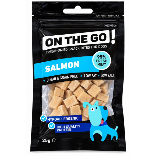Recompense pentru caini, Pet Interest On The Go Bites cu Somon, 25 gr
