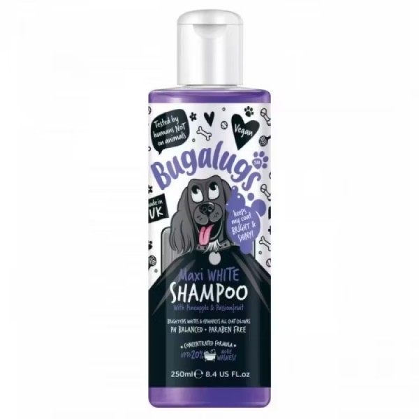 Sampon profesional pentru caini, Bugalugs, Maxi White, 250ml