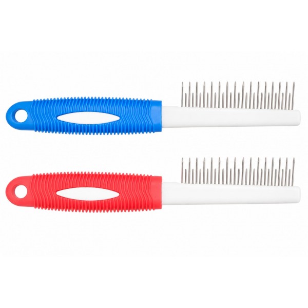 Piaptan combinat pentru caini cu maner antiderapant, 20.5x4cm Piaptan combinat pentru caini cu maner antiderapant, 20.5x4cm