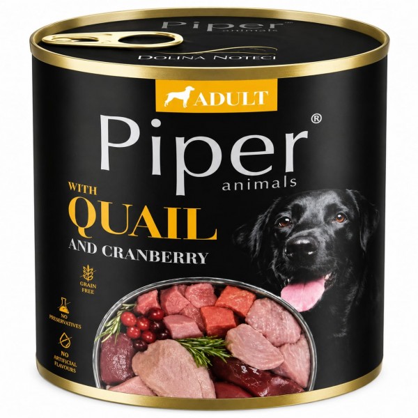 Hrana umeda pentru caini, Piper cu prepelita si merisoare, 800 gr Hrana umeda pentru caini, Piper cu prepelita si merisoare, 800 gr