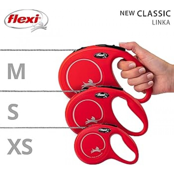 Lesa retractabila cu snur, Flexi Classic, Rosu, 5 m (marimea S pana in 12 Kg)