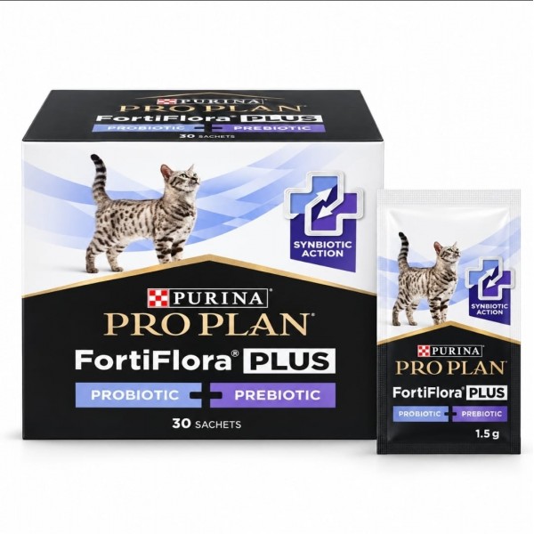 Purina Pro Plan, Fortiflora Plus, Probiotic + Prebiotic pentru pisici Adulte și Pisoi, 30 x 1gr.