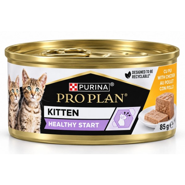 Conserva pentru pisici, Purina Pro Plan Junior cu pui, 85 gr.