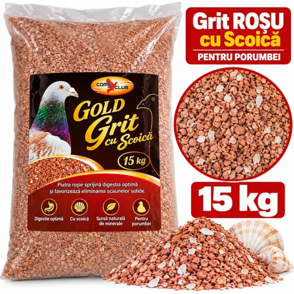 Pigeon Gold, Grit Rosu cu Scoica, 15 Kg