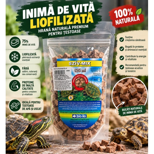Hrana pentru testoase, Inima de vita Liofilizata, 825 ml Hrana pentru testoase, Inima de vita Liofilizata, 825 ml