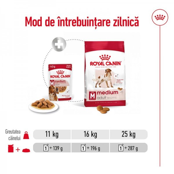 Royal Canin Medium Adult în sos, pentru caini - 10 x 140 g